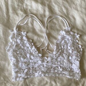 Crochet Cotton Floral White Bralette S